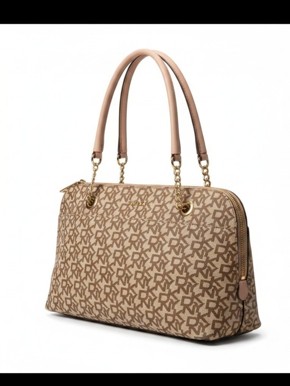 LIKE NEW DKNY Bryant Park Monogram Top Zip Satchel Shoulder Bag